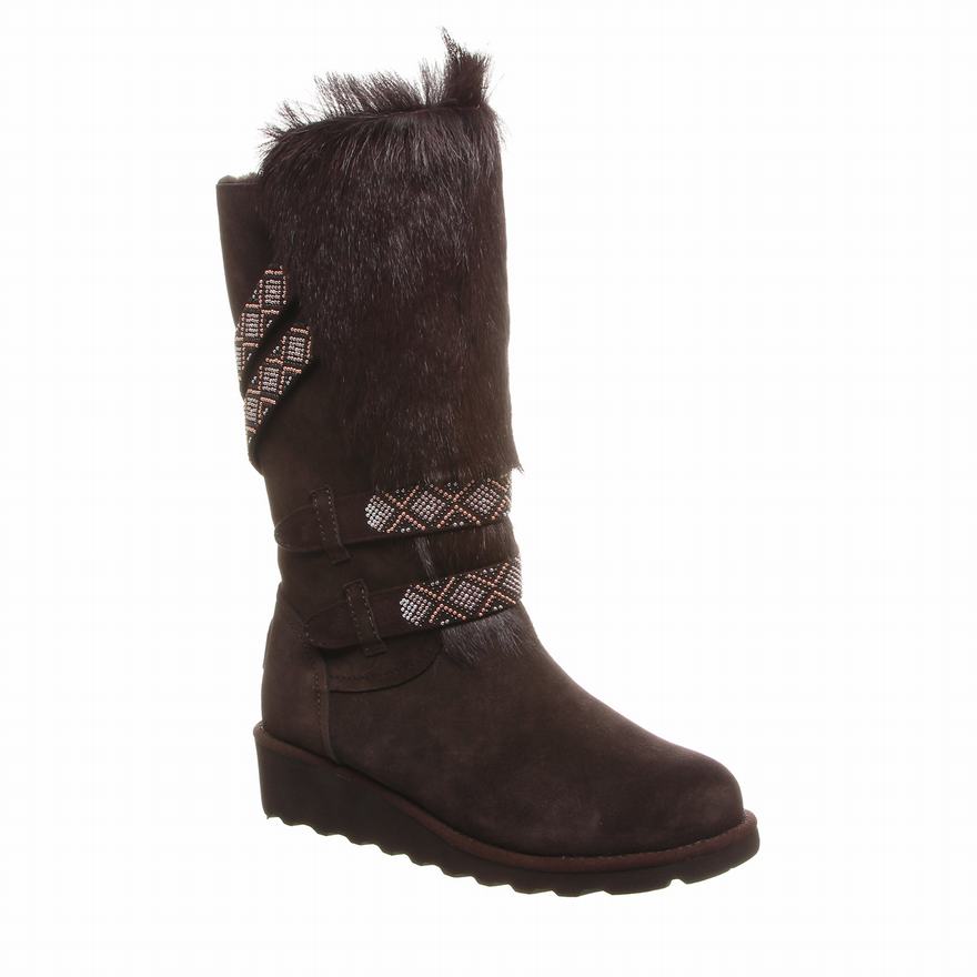 Bearpaw Claudia Short Boots UK - Women's Boots Chocolate ||ZPHXVE-910||